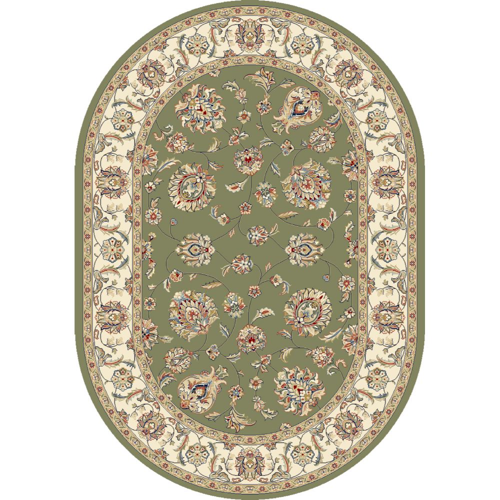 Dynamic Rugs 57365-4464 Ancient Garden 6.7 Ft. X 9.6 Ft. Oval Rug in Green/Ivory